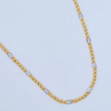 Cadena Figaro 3.1gr / 60cm / Dos Oros Amarillo Blanco +1 18K &