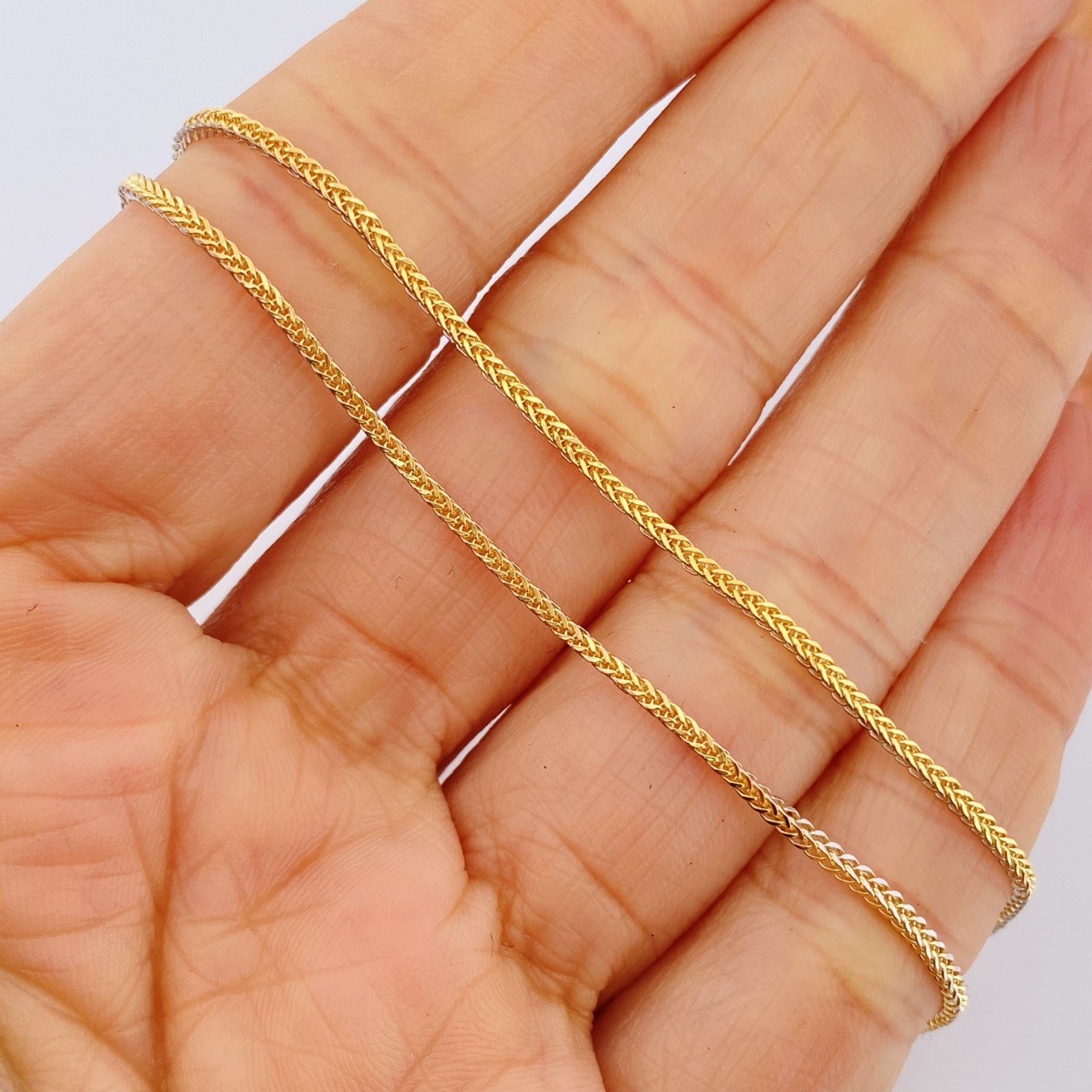 Cadena Franco 2.15gr / 45cm / Dos Oros Amarillo Blanco +3 18K &