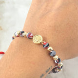 Pulsera Roja Herraje Corona 1.9gr / Oro Amarillo 18K ©