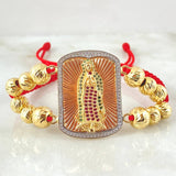 Pulsera Roja Herraje Virgen Guadalupe 13.1gr / Tres Oros 18K ©
