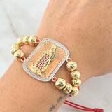 Pulsera Roja Herraje Virgen Guadalupe 13.1gr / Tres Oros 18K ©