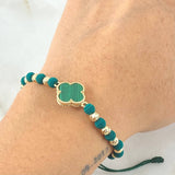 Pulsera Verde Herraje Trebol 2.95gr / Oro Amarillo Nac.Esp. 18K ©