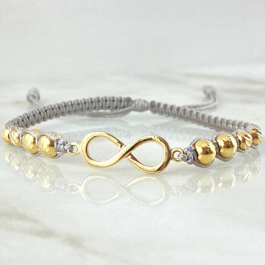 Pulsera Gris Herraje Infinito 2.1gr / Oro Amarillo 18K ©