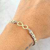 Pulsera Gris Herraje Infinito 2.1gr / Oro Amarillo 18K ©