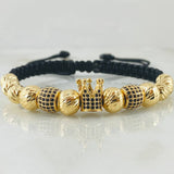 Pulsera Negra Herraje Corona 7.4gr / Oro Amarillo 18K ©
