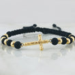 Pulsera Negra Herraje Cruz 2gr / Oro Amarillo 18K ©