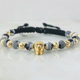 Pulsera Negra Herraje Calavera 3.35gr / Oro Amarillo 18K ©