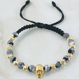 Pulsera Negra Herraje Calavera 3.35gr / Oro Amarillo 18K ©