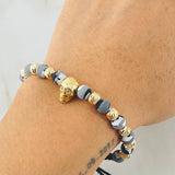 Pulsera Negra Herraje Calavera 3.35gr / Oro Amarillo 18K ©