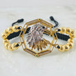 Pulsera Negra Herraje Aguila 13.1gr / Dos Oros Amarillo Blanco 18K ©