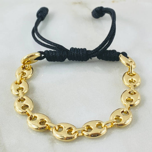 Pulsera Negra Herraje Retazo GC 4.4gr / Oro Amarillo 18K ©