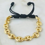 Pulsera Negra Herraje Retazo GC 4.4gr / Oro Amarillo 18K ©