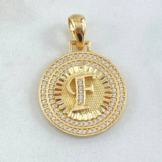 Dije Medalla Letra F 4.5gr / 3cm / Oro Amarillo 18K