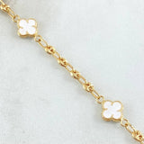 Pulso GC Trebol Blanco 3.95gr / 18.5cm / Oro Amarillo 18K ©