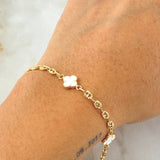 Pulso GC Trebol Blanco 3.95gr / 18.5cm / Oro Amarillo 18K ©