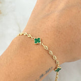 Pulso GC Trebol Verde 3.95gr / 18.5cm / Oro Amarillo 18K ©