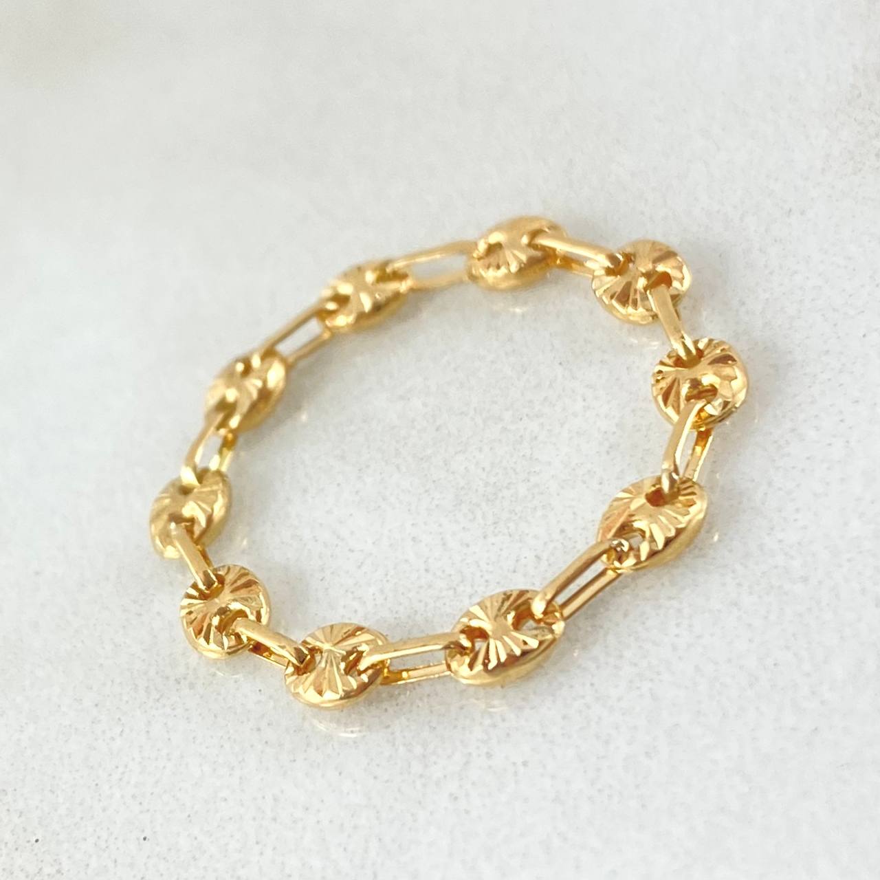 Anillo Gc Diamantado 0.85gr / T10 - 9 1/2 / 4mm Oro Amarillo 18K ©