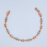 Pulso Rustico Flores 4.05gr / 18cm / Dos Oros Blanco Rosa 18K &