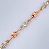 Pulso Rustico Flores 4.05gr / 18cm / Dos Oros Blanco Rosa 18K &