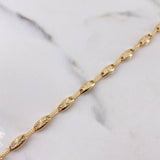 Pulso Rustico Eslabon 7.6gr / 22cm / 4.3mm Diamantado Oro Amarillo 18K &