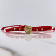 Pulsera Roja San Miguel Arcangel 0.6gr / 3mm Tambor Bolas Lisas Oro Amarillo 18K &