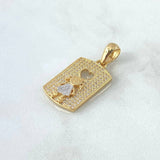 Dije Placa Niña Corazon 4.4gr / 3cm / Circones Blancos Dos Oros Amarillo Blanco 18K