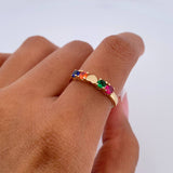 Anillo Corazon Circulos 2.15gr / T6 1/4 / Circones Fucsia Verde Naranja Azul Oro Amarillo 18K &
