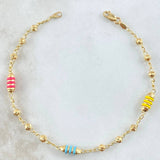 Pulso Rustico Tipo Militar 2.75gr / 18cm / 3mm Diamantado Cauchos Colores Oro Amarillo 18K ©