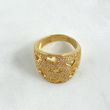 Anillo Malla De Corazones 8.55gr / T7 1/2 / Circones Blancos Oro Amarillo 18K