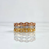 Anillo Trio De Ojos 5.15gr / T8 3/4 / Circones Blancos Tres Oros 18K