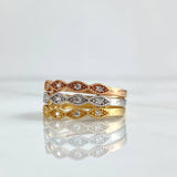 Anillo Trio De Ojos 5.15gr / T8 3/4 / Circones Blancos Tres Oros 18K