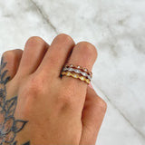 Anillo Trio De Ojos 5.15gr / T8 3/4 / Circones Blancos Tres Oros 18K