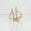 Anillo Abrazo Picis 3.15gr / T6 1/2 / Circones Blancos Oro Amarillo 18K