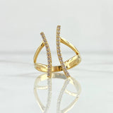 Anillo Abrazo Picis 3.15gr / T6 1/2 / Circones Blancos Oro Amarillo 18K