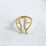 Anillo Abrazo Picis 3.15gr / T6 1/2 / Circones Blancos Oro Amarillo 18K