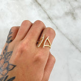 Anillo Abrazo Picis 3.15gr / T6 1/2 / Circones Blancos Oro Amarillo 18K