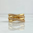 Anillo Rustico Intercepto 5.45gr / T7 / Circones Blancos Oro Amarillo 18K