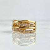 Anillo Rustico Intercepto 5.45gr / T7 / Circones Blancos Oro Amarillo 18K