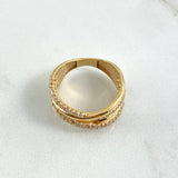Anillo Rustico Intercepto 5.45gr / T7 / Circones Blancos Oro Amarillo 18K
