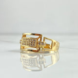 Anillo Anillo Fotograma Rectangular 4.45gr / T7 1/4 / Circones Blancos Oro Amarillo 18K