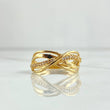 Anillo Rustico Filigrana Cruzado 3.1gr / T7 1/2 / Circones Blancos Oro Amarillo 18K