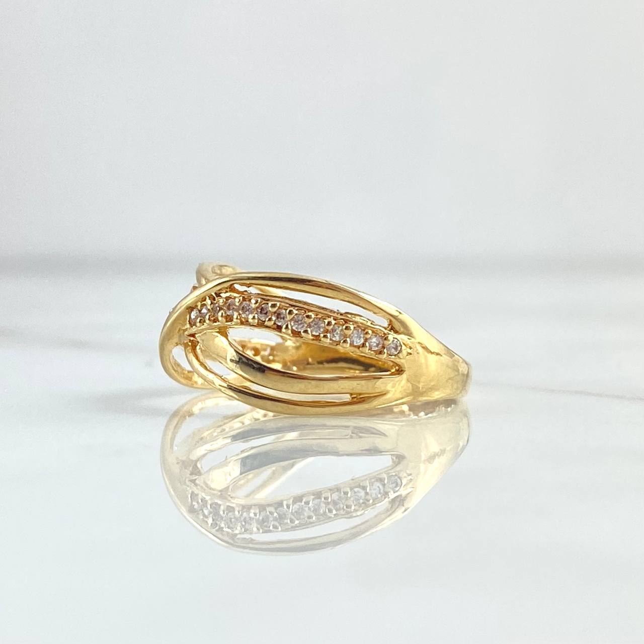 Anillo Rustico Filigrana Cruzado 3.1gr / T7 1/2 / Circones Blancos Oro Amarillo 18K
