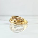 Anillo Rustico Filigrana Cruzado 3.1gr / T7 1/2 / Circones Blancos Oro Amarillo 18K