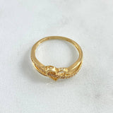 Anillo Corazon Entrelazado 2.45gr / T8 3/4 / Circones Blancos Oro Amarillo 18K