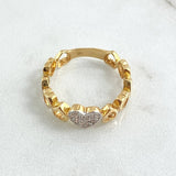 Anillo Collar Corazones 2.65gr / T7 1/2 / Circones Blancos Dos Oros Amarillo Blanco 18K