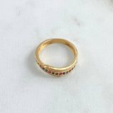 Anillo Linea Mesetal 2.7gr / T5 1/2 / Circones Colores Oro Amarillo 18K