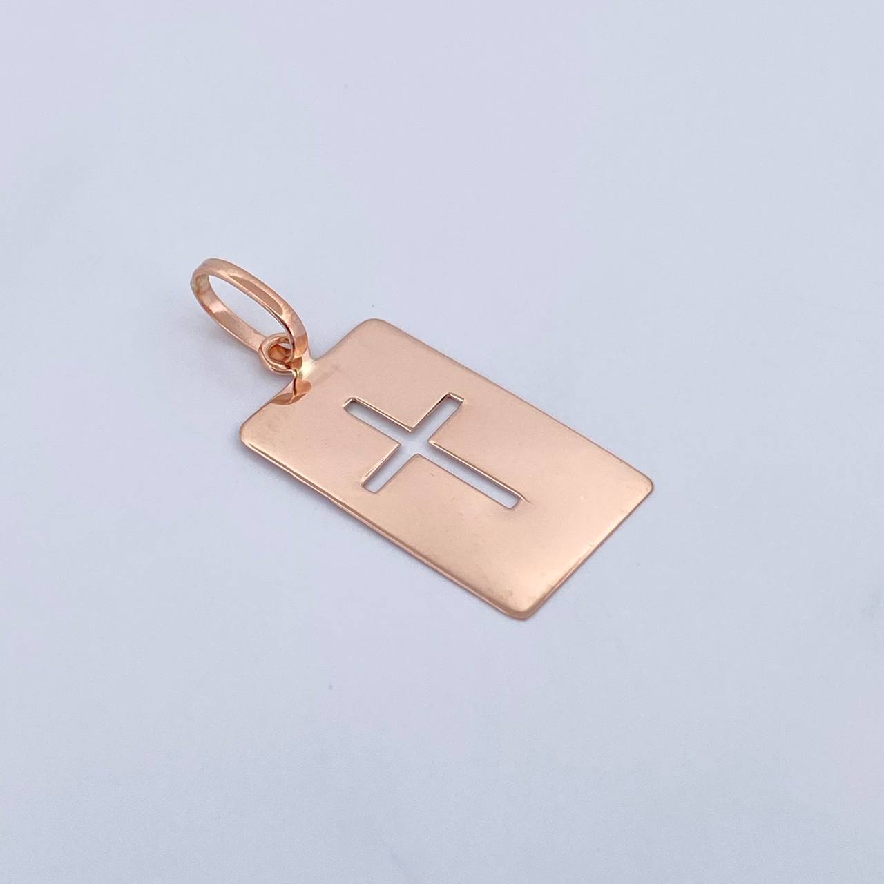 Dije Placa Cruz 0.85gr / 2.7cm / Oro Rosa 18K &