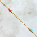 Pulso Rustico Tipo Militar 2.75gr / 18cm / 3mm Diamantado Cauchos Colores Oro Amarillo 18K ©