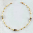 Pulso Rustico Tipo Militar 2.8gr / 18cm / 3mm Diamantado Cauchos Negros Oro Amarillo 18K ©