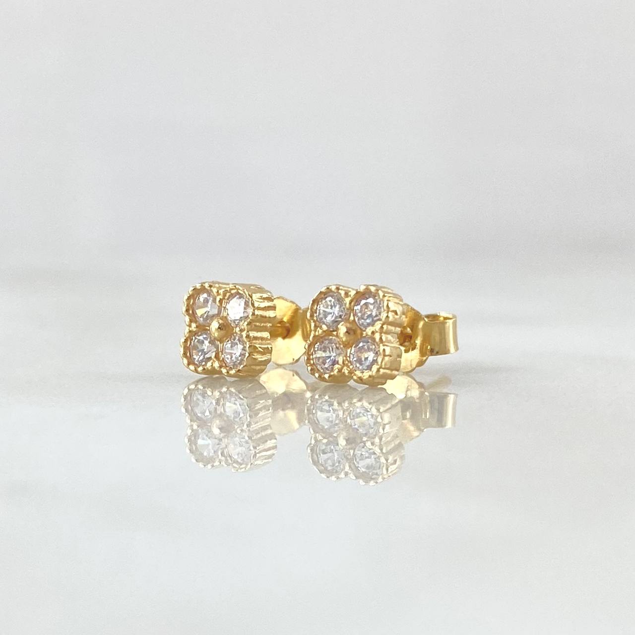 Topos Trebol 1.2gr / 5mm Circones Blancos Oro Amarillo 18K ©